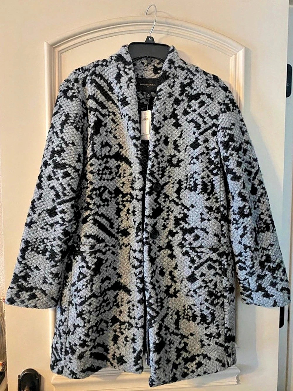Banana Republic Animal Print Coat in Black & Gray